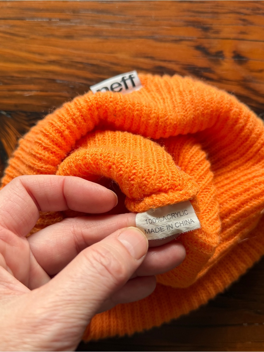 Neff Orange Ribbed Cuffed Beanie - Picture 3 of 3